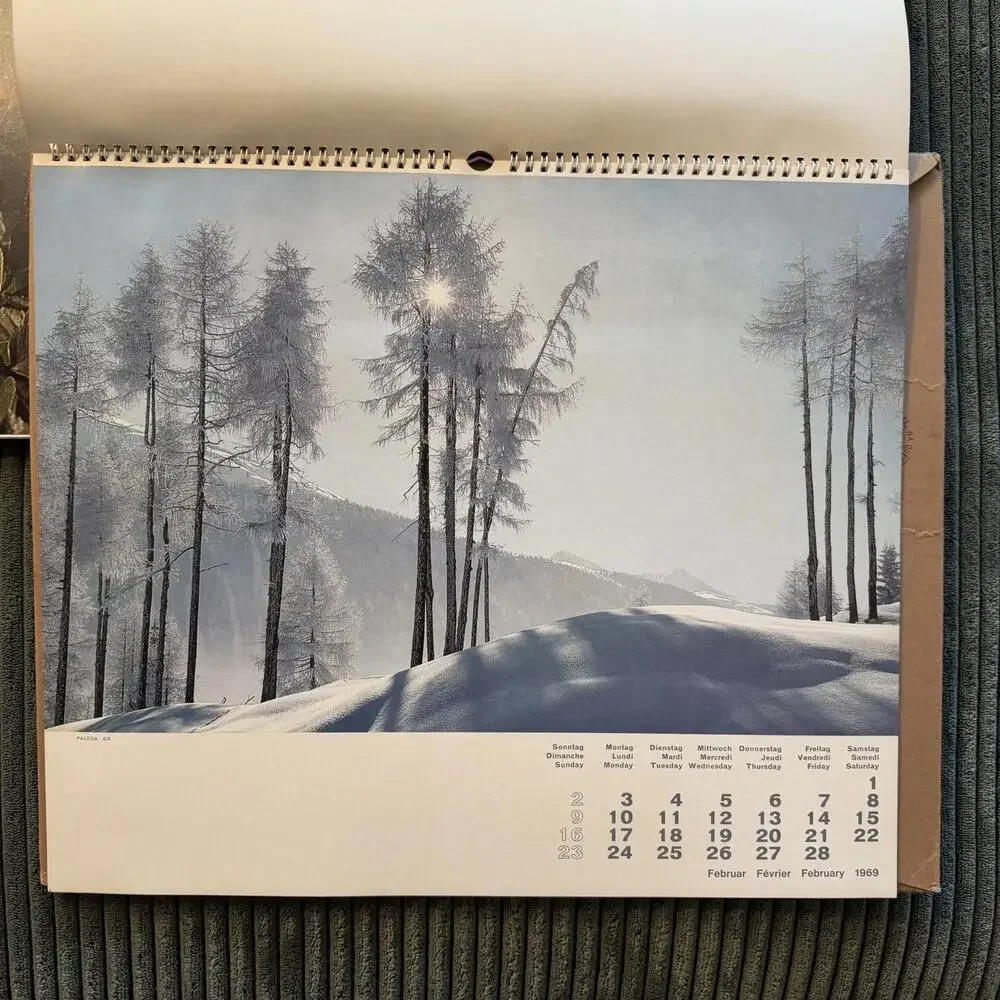 Swiss Alpine Pictorial Calendar Lot of 9 Switzerland Matterhorn Jungfrau 1960’s